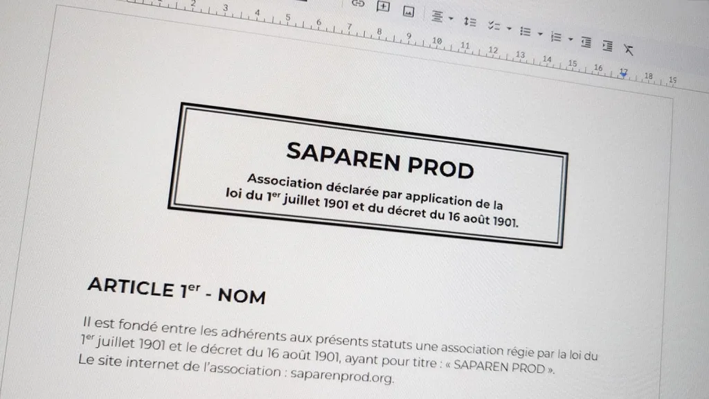 Statuts de Saparen Prod