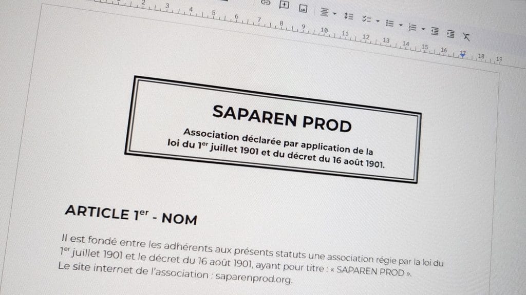 Statuts de Saparen Prod